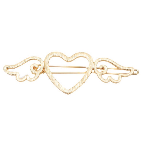 Barrette à cheveux cœur ailé doré barrette clip à cheveux 80 mm support barrette Chat clip métal doré sans plateau