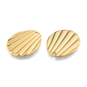 2 Pendentifs coquille en acier inoxydable doré 21.5 mm pendentif texturé