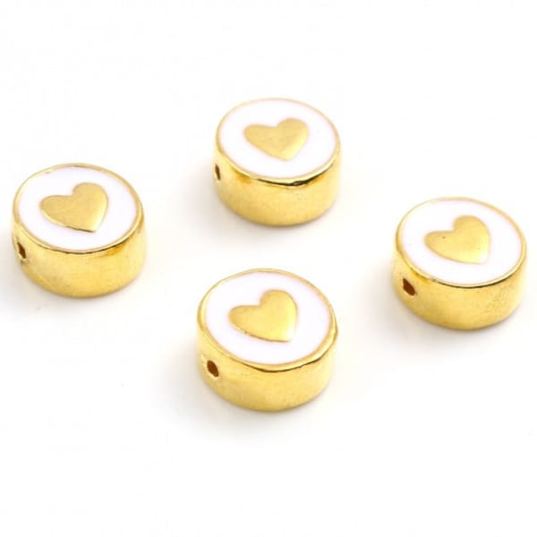 Perle cœur doré intercalaire rond 10 mm perles spacer cœur doré 10 mm C11-08