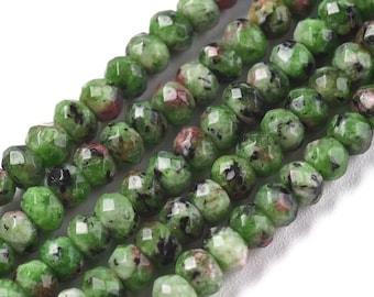 100 Perles rondelle jade de Malaisie verde lime naturel teint perle jade 4 mm perles facette jade