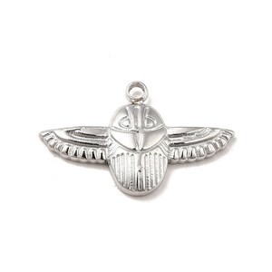 Pendentif scarabée argenté en acier inoxydable 304 breloque scarabée 12mm