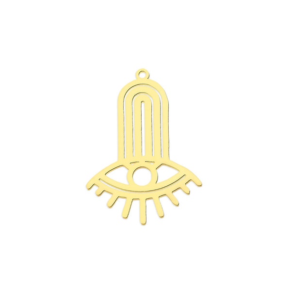 Pendentif œil protecteur en acier inoxydable doré 34 mm