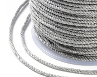 Cordon en coton Gris tressé 1,2 mm cordon pour bijoux en coton cordon scrapbooking longueur 1 mètre
