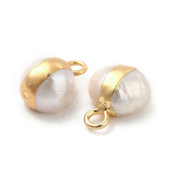 Breloque nacre ovale 10~12 mm pendentif perle en nacre blanche