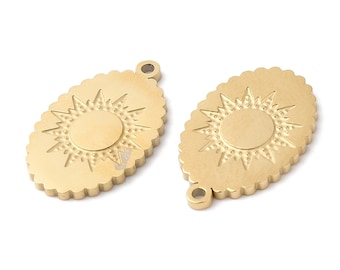 Pendentifs soleil doré en acier inoxydable 316 chirurgical 18,5 mm
