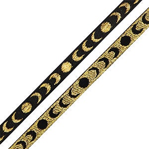 1 métré ruban noir lune doré tissé ruban pour bracelet 10 mm largeur ruban lune