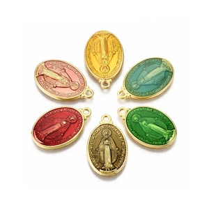 1 Pendentif médaille Vierge Marie 19,5 mm Pendentif Vierge  pendentif religieux médaille notre dame