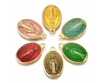 1 Pendentif médaille Vierge Marie 19,5 mm Pendentif Vierge  pendentif religieux médaille notre dame