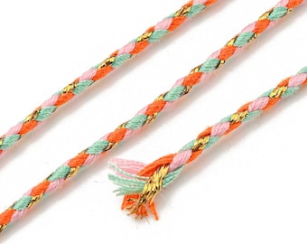 Cordon en coton tressé fil doré 1,5mm-2mm cordon multicolore cordon pour bijoux en coton cordon scrapbooking longueur 1 mètre