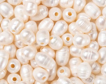 10 Perles 7/10 mm Perles d'eau douce ovale couleur coquillage AA-24