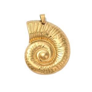 Pendentif coquillage doré 44 mm breloque coquille acier inoxydable
