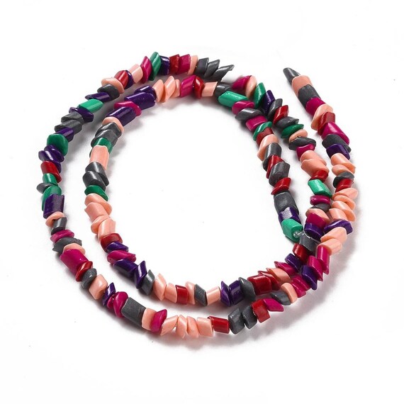 1 Fil de perles en verre colorés pour création de bijoux bohèmes style plage été