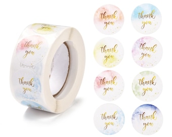 Autocollants rond thank you en doré 25 mm stickers paquet cadeau emballage mariage 500 autocollants