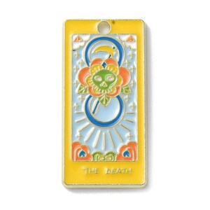 Pendentif médaille tarot 30 mm en métal doré émaillée pendentif porte bonheur crane