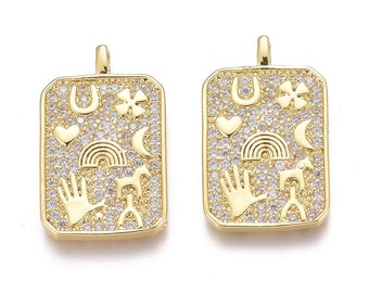 Pendentif porte bonheur protecteur 21,5 mm plaqué or 18k