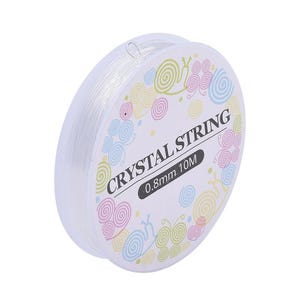 Fil élastique transparent 0,8 mm en bobine de 10 mètres fil cristal extensible