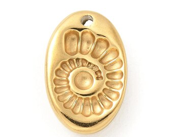 Pendentif coquillage doré 17,5 mm breloque coquille acier inoxidable