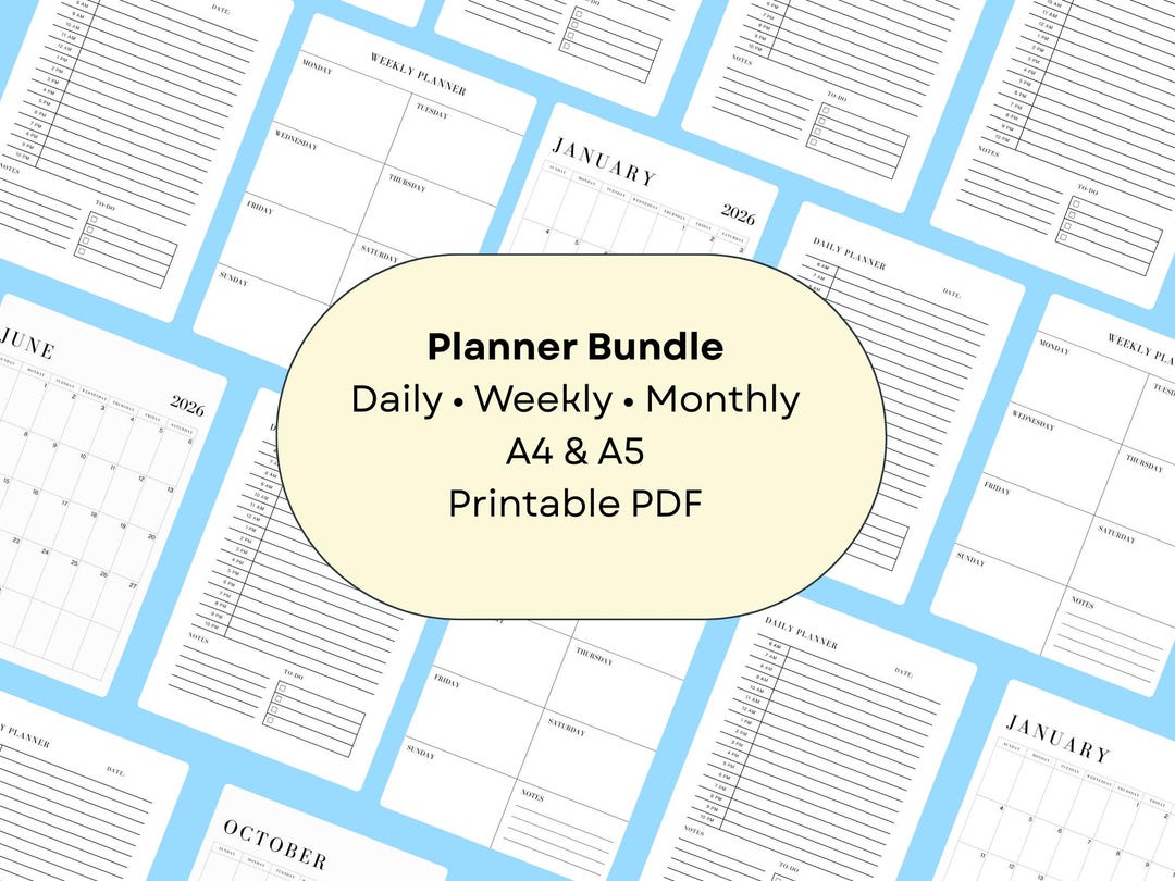 2026 Daily, Weekly, Monthly Planner Bundle | A4, A5 Printable Planners ...