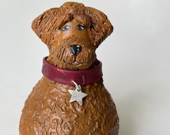 Labradoodle Dog Gourd Figure Folk Art Dog Figure Dog Art Gourd Dried Natural Gourd