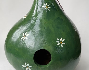 Green Birdhouse Gourd Hand Painted Gourd Birdhouse Dried Natural Gourd