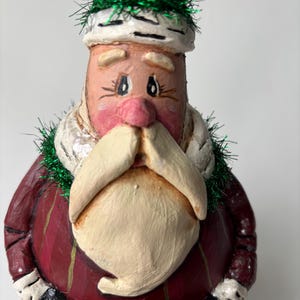 Handmade Santa Claus Gourd Ornament: Folk Art Christmas Decor