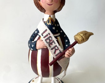 Lady Liberty Gourd Figure Patriotic Lady Liberty Folk Art Figure Dried Natural Gourd