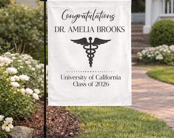 Personalized Medical Graduation Garden Flag, Custom Doctor Graduation Flag, Caduceus Grad Yard Decor, Class of 2026 Medical School Gift