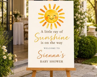 Personalized Little Ray of Sunshine Baby Shower Welcome Sign, Sunshine Baby Shower Entrance Decor, Custom Baby Shower Sign