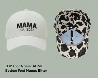Custom Embroidered Mama Hat, Personalized Baseball Cap, Pattern Undervisor