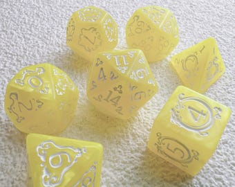 Dungeons & Dragons RPG Dice, MTG Dice, Tabletop Role-Playing Dice, Resin Multifaceted Dice Sets, Yellow DND Dice, DnD Gifts, Board Game Dice