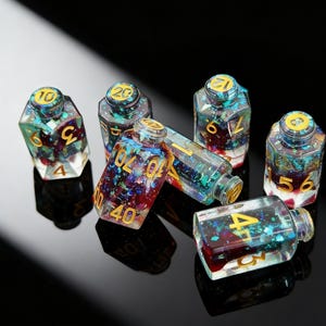 Golden Alchemist Bottle Game Gift, Polyhedral Dice Set of 7 with RPG Fantasy Potion Flask-DnD TRPG MTG, Dungeons & Dragons Tabletop Dice Set