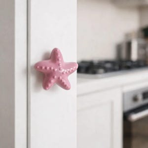 Handgemaakte keramische zeester ladeknop, vintage kasthandgreep, op de natuur geïnspireerde knop