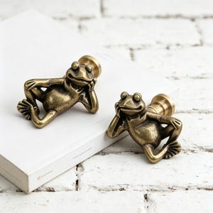 Tirador de cajón de latón macizo con forma de rana, tiradores de armario con forma de animal, pomos y tiradores para cajones de muebles.