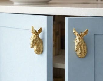Handmade Brass Animal Drawer Pull, Decorative Cabinet Knob