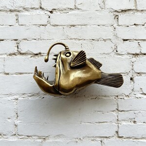 Maniglia per cassetto in ottone, maniglia per armadio a forma di pesce lanterna, pomello per mobili per bambini, maniglia per porta a forma di animale marino, ferramenta decorativa in ottone
