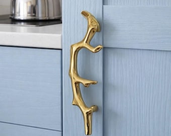 Brass Branch Cabinet Handle | Vintage Tree Drawer Pull, Bookcase Knob