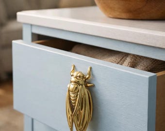 Handmade Brass Beetle Drawer Pull | Animal Cabinet Knob