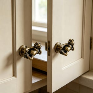 Animal Cabinet Handles, Solid Brass Frog Drawer Pull,Furniture Drawer Knobs & Pulls