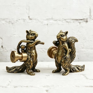 Bronze Animal Drawer Pull, Cute Squirrel Cabinet Knob, Kids Room Furniture Handle, Woodland Decor Knob, Unique Decorative Hardware