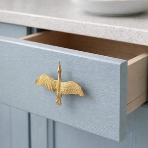 Handcrafted Brass Bird Cabinet Knob, Vintage Drawer Pull