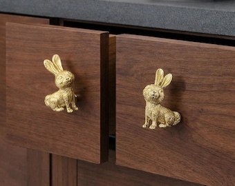 Handmade Brass Rabbit Drawer Pull – Bunny Cabinet Knob