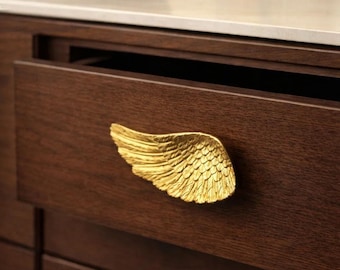 Handmade Brass Angel Wing Drawer Pull | Decorative Cabinet Knob