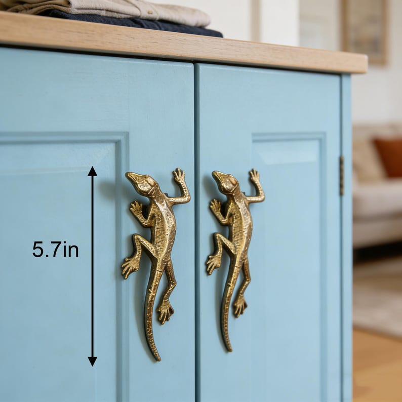 Handmade Brass Lizard Cabinet Handle | Decorative Drawer Pull Knob - Etsy