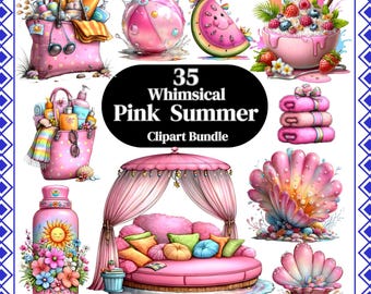 Whimsical Summer Gnome Clipart Bundle PNG | Circuit Cut Files