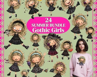 Summer Gothic Girls Clipart Bundle | PNG  Files (Digital Download)