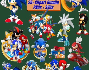 25+ Speedy Blue Hedgehog Clipart PNG  Bundle | Cartoon Digital Download