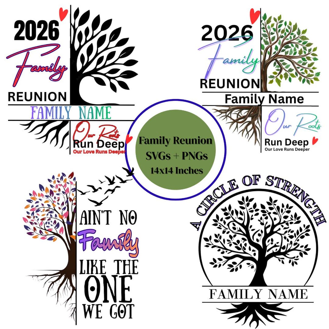 Editable Family Reunion Tree SVG PNG Bundle | Custom Genealogy Design ...