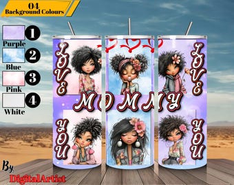 4 svarta tjejer 20oz tumblerwraps PNG-design | Mors dag-present