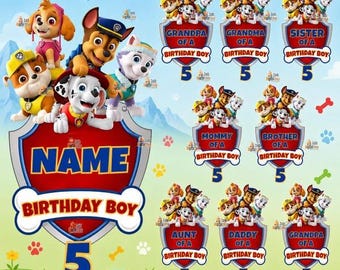 Personalized Puppies Birthday Bundle Pack PNG | Editable Dog Clipart Set Digital Download