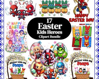 Easter Kids Heroes PNG Clipart | Kids Superhero Cricut Cut Files | Sublimation